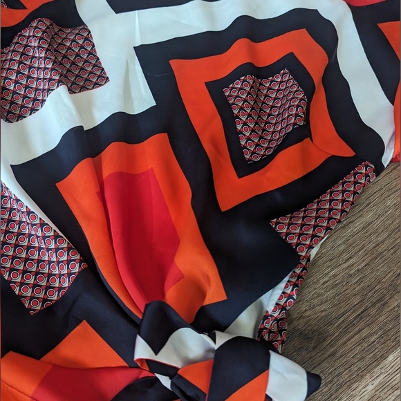 Ann Taylor, petite medium, orange white black and red. - Picture 3 of 6